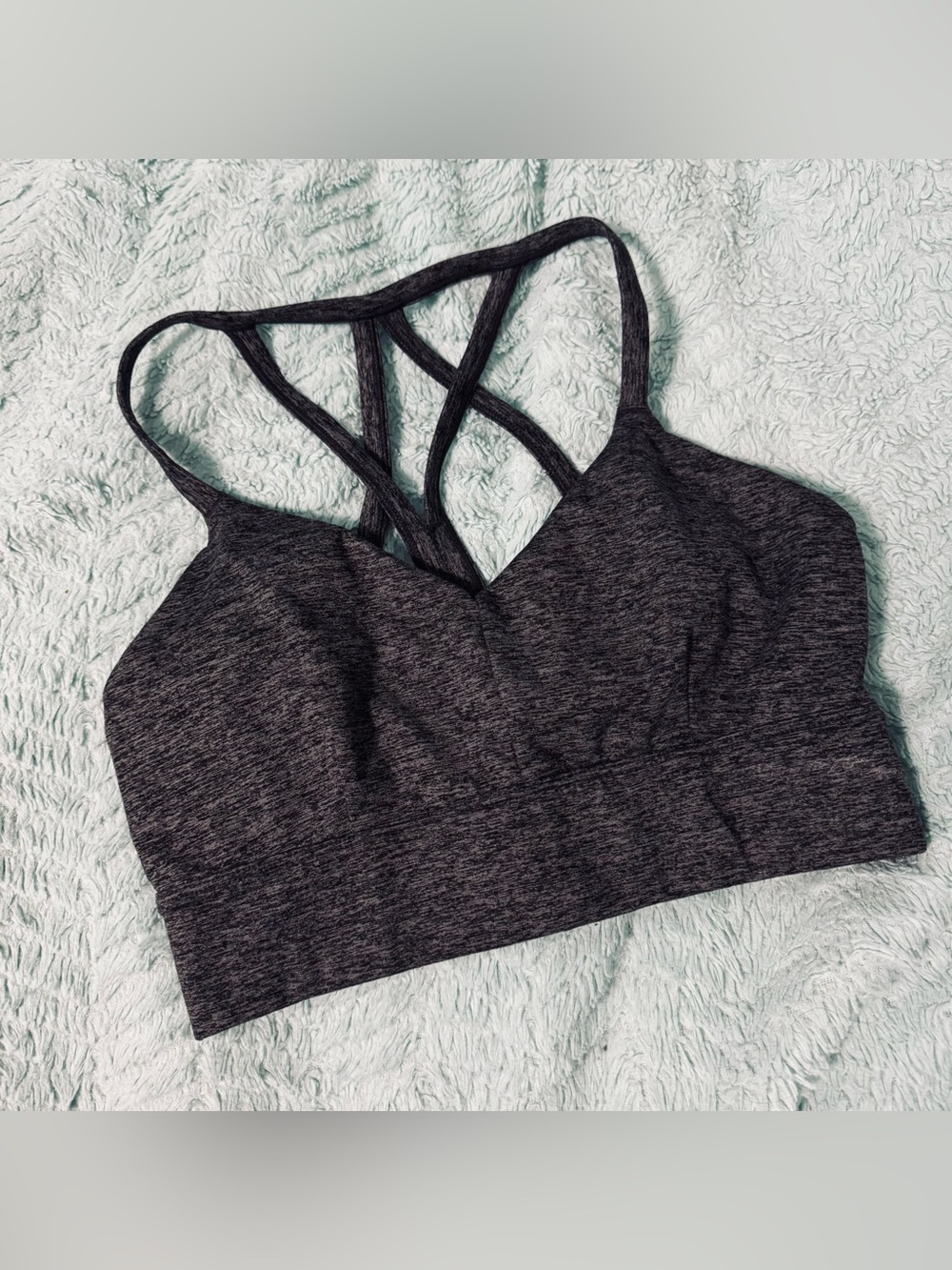 JoyLab Dark Heather Gray Strappy Seamless Sports Bralette